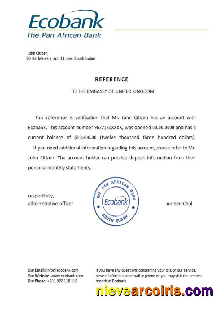 South Sudan Ecobank reference